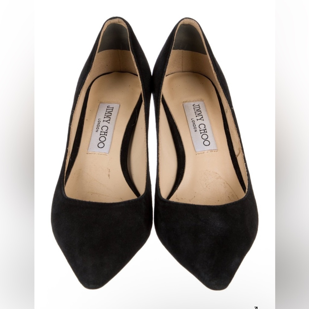 Jimmy Choo Suede Black Stiletto Heels Elegant Design